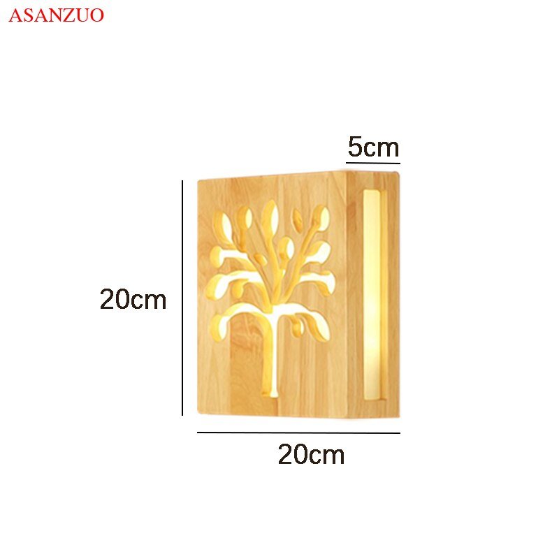 Japan Style Solid Wood Wall Lamps Square Sconce LED Wall Lamp for Living Room Bedroom Bed lamp bathroom Home Aisle Light Fixture 6