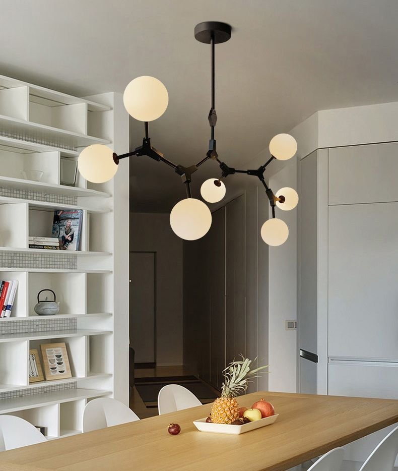 Nordic creative Glass ball chandelier Modern minimalist  dining table Bar LED hanging lamp living room molecular pendant lamps 4