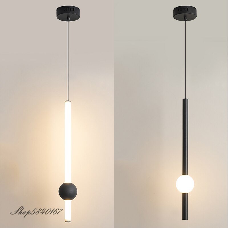 Minimalist Black Pendant Lights Acrylic Lighting Luminaire Suspension Bedroom Hanging Lamps Dining Room Lights Modern Decor Led 3