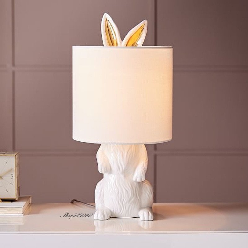 Modern Animal Table Lamp Resin Masked Bunny Desk Lamp for Study Living Room Bedroom Light Decor E27 Fixture Creative Beside Lamp 1