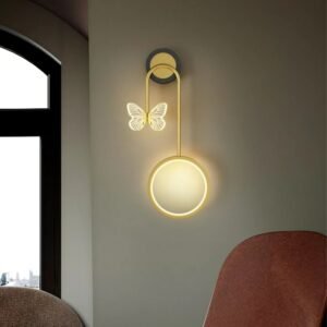 Acrylic LED Lamp Golden/Black Butterfly Wall Lamps for Corridor Bedroom Room Living Room Bedside Decor Creative Sconces Lights 1