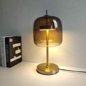 Nordic Smoke gray Glass Table Lamps LED Modern Living Bedroom Bedside Indoor Decor Lighting Creative Luminaire Desk Lamp 1