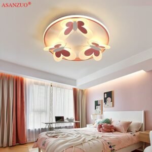 Creative beautiful pink butterfly lamps girl bedroom warm and cute led ceiling lamp children's room decor light Fixture 1