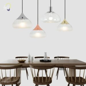Nordic glass chandelier creative personality art simple restaurant modern minimalist kitchen restaurant bar color chandelier 1