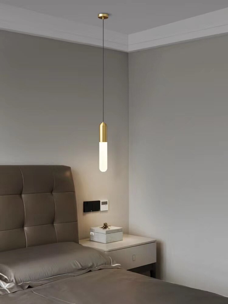 Nordic Long Tube Pendant Lights Kitchen Acrylic Hanging Lamp Black Golden Length Adjustable Home Dining Room Decor Lighting 4