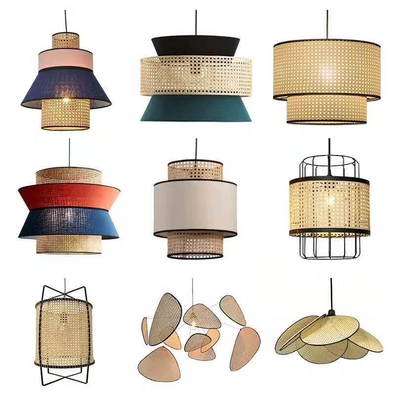 Japanese Style Modern Hanglamp Rattan Pendant Light Fixture Handmade Light Lamp for Living Room Dining Room Decoration Luminaire 1