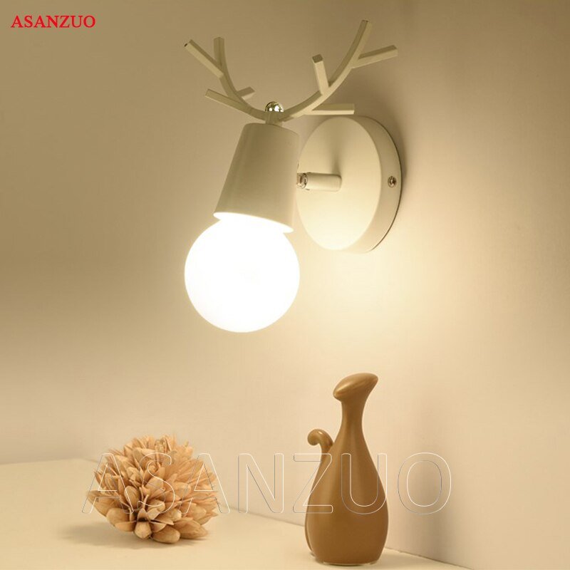 Nordic creative bedside Wall lamps Simple staircase corridor hallway lamps bedroom living room Home Decor LED Antlers wall light 3