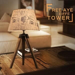 Vintage Table Lamp Wood Eiffel Tower Fabric Table Lamps for Living Room Beside Table Lights Art Deco Bed Lamp Table Decorative 1