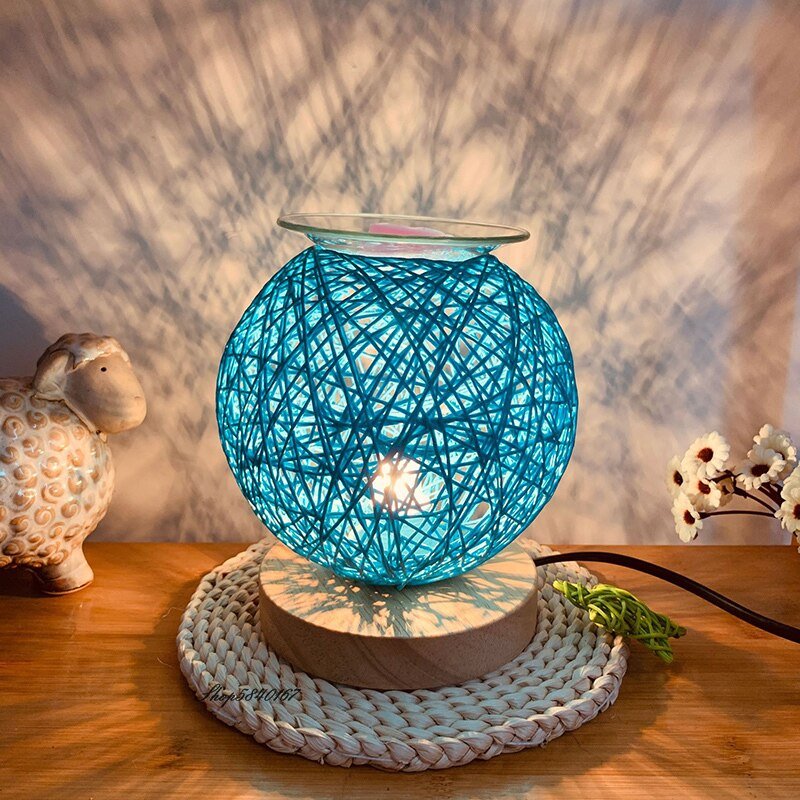 Personality Aromatherapy Table Lamp Handmade Rattan Melting Wax Desk Lamp Romantic Beside Lamp for Bedroom Dining Room Lights 4