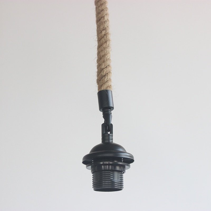 Retro hemp rope pendant E27 lamp holder coffee restaurant shop bedroom Hanging line light 3