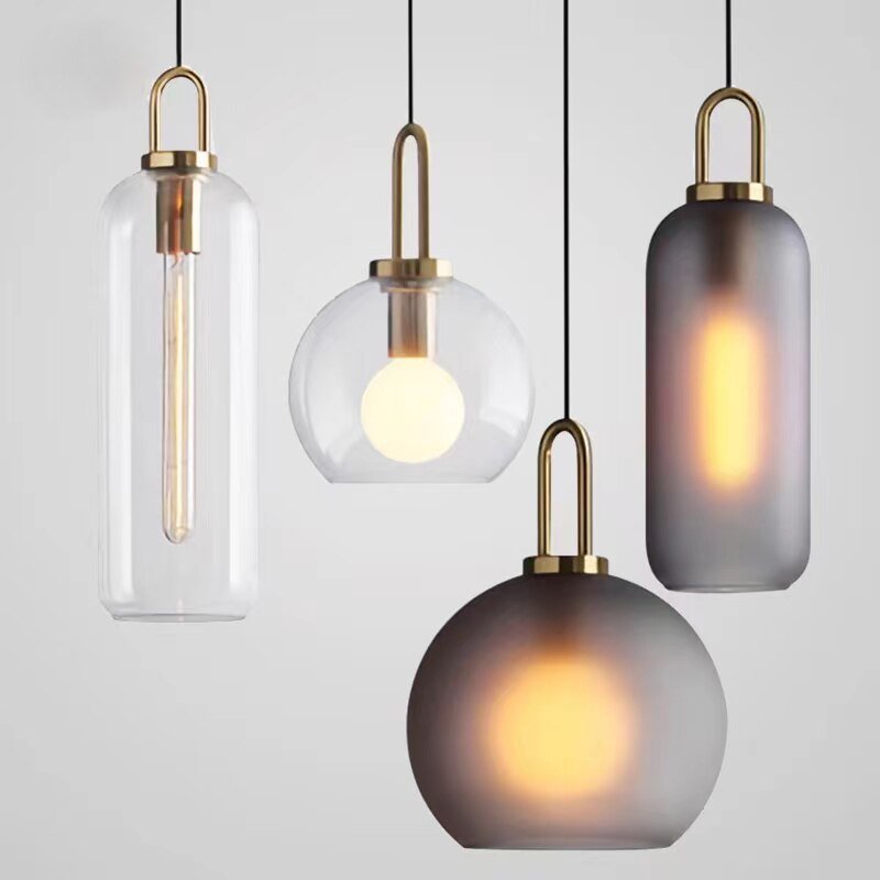 Nordic Transparent glass ball pendant lights interior lighting Luminaire Smoke Grey Restaurant Bedroom decor hanging lamp 1