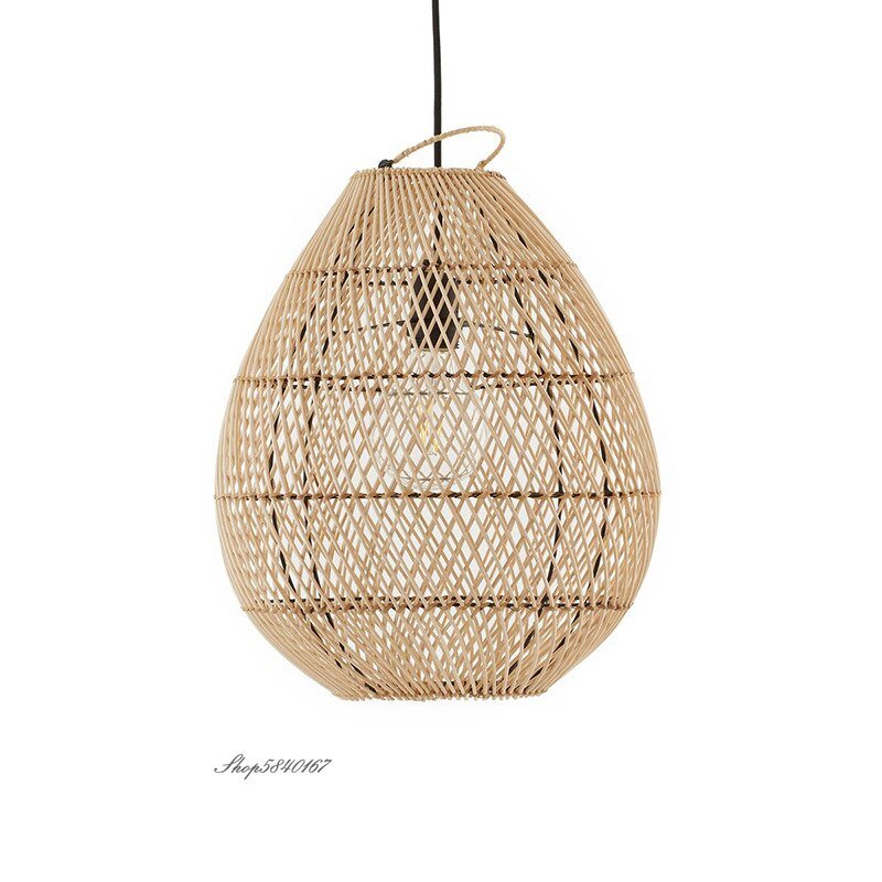 Rattan Retro Pendant Lights Hand-woven Hanging Basket Lamps for Dining Room Furniture Restaurant Lights Loft Hanglamp Luminaire 6