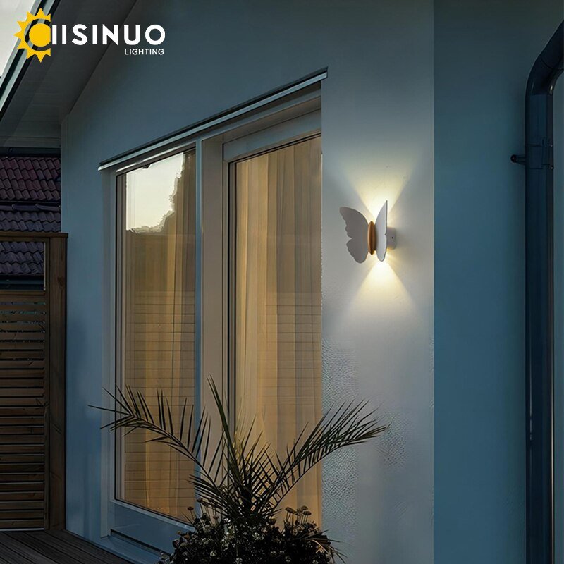 6W Outdoor Lighting Waterproof LED Garden Light 110v 240v Aluminum Wall Lamp Butterfly Shape Decor for Garden Patio Yard Fixture 4
