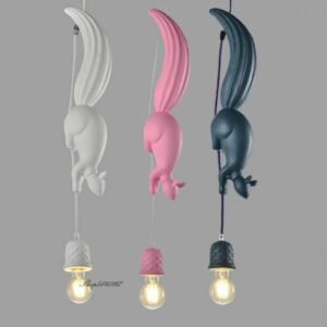 nordic animal pendant light creative resin Squirrel hanging lamp for children room decor loft cafe shop suspension light fixture 1