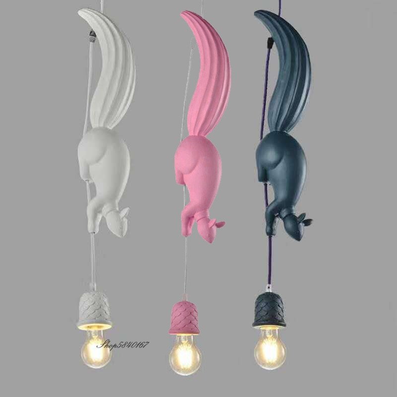 nordic animal pendant light creative resin Squirrel hanging lamp for children room decor loft cafe shop suspension light fixture 1