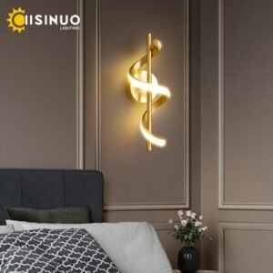 Modern LED Wall Sconce Integrated Gold Copper Reading Light Contemporary Wall Lamp for Bedroom Living Room Hallway Light Fixture 1
