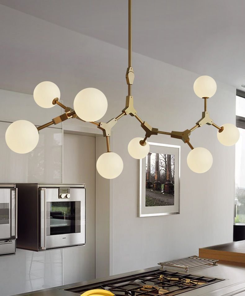 Nordic creative Glass ball chandelier Modern minimalist  dining table Bar LED hanging lamp living room molecular pendant lamps 1