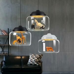 Creative Pendant Lights with Animal Cute Lamp Hanging Lights for Children's Bedroom Lamps Pendant Lamp Loft Living Room Pendant 1