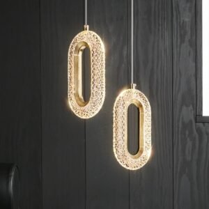 Modern LED Crystal Ring Pendant Lights Gold Restaurant Hanging Lamps Bedside Lighting Decoration Bedroom Luxury Droplight 1