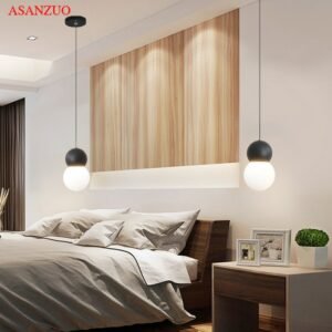 Nordic Glass Pendant Lamp Black White Color Kitchen Hanging Light for Bedroom Living Room Home Indoor Decor 1
