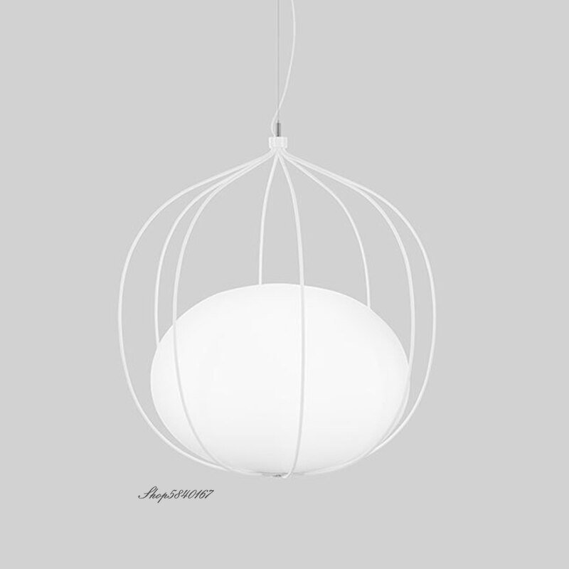 Nordic Creative Pendant Lights Designer Glass Cage Hanging Lamp for Dining Room Furniture Cafe Restaurant Hanglamp Light Fixture 2