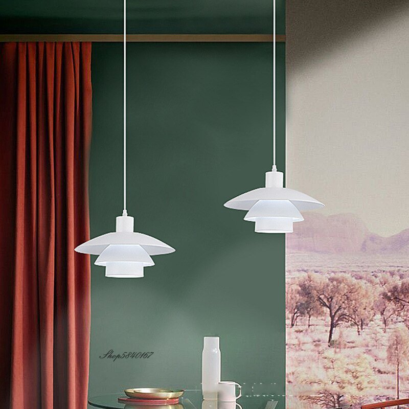 Nordic Designer Led Pendant Lights Aluminum White Lamp Lights for Living Room Bedroom Decor Hanging Lamp Dining Room Suspension 4