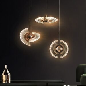 Nordic UFO LED crystal chandelier bedside lamp decoration bedroom round rotatable luxury chandelier 1