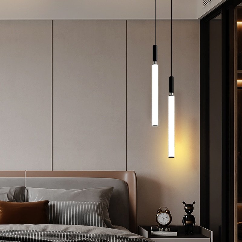 Modern LED Chandelier Dining Room Kitchen Bedroom Pendant Lamp minimalist Long Strip Design restaurant table bar Hanging Light 3