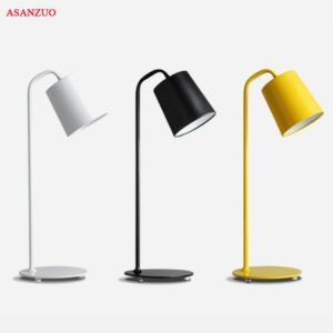 Modern minimalist black white yellow table lamp Living room desk bedroom bedside LED personality wrought iron desk lamp 1