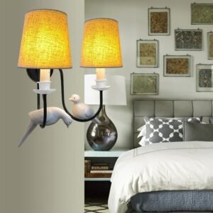 Nordic Iron Vintage American Wall Lamp LED Bedside Lamp Wall Light Pastoral Personality Resin Bird Dropping Lights 1
