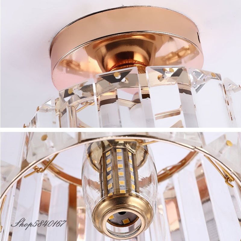 Nordic K9 Crystal Ceiling Lamp Luxury Flush Mount Ceiling Light Fixtures Loft Stair Lighting LED Kitchen Bathroom Ceiling Cover 3
