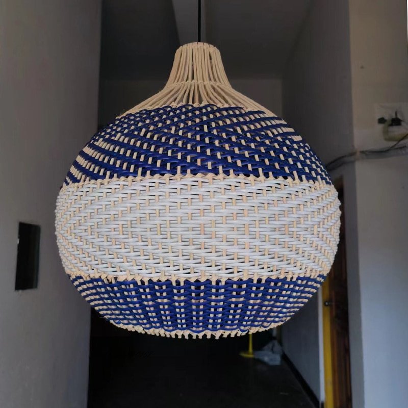 New Rattan Pendant Lights Creative Color Matching Rattan Lamp Chinese Style Luminaire for Dining Room Restaurant Suspension Lamp 3