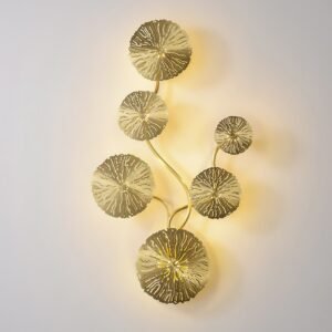 Modern Wall Lights Copper Gold Lotus Leaf Wall Lamp Creative Bedroom Decor Wall Sconce Living Room Wall Light Fixture Led Lights 1