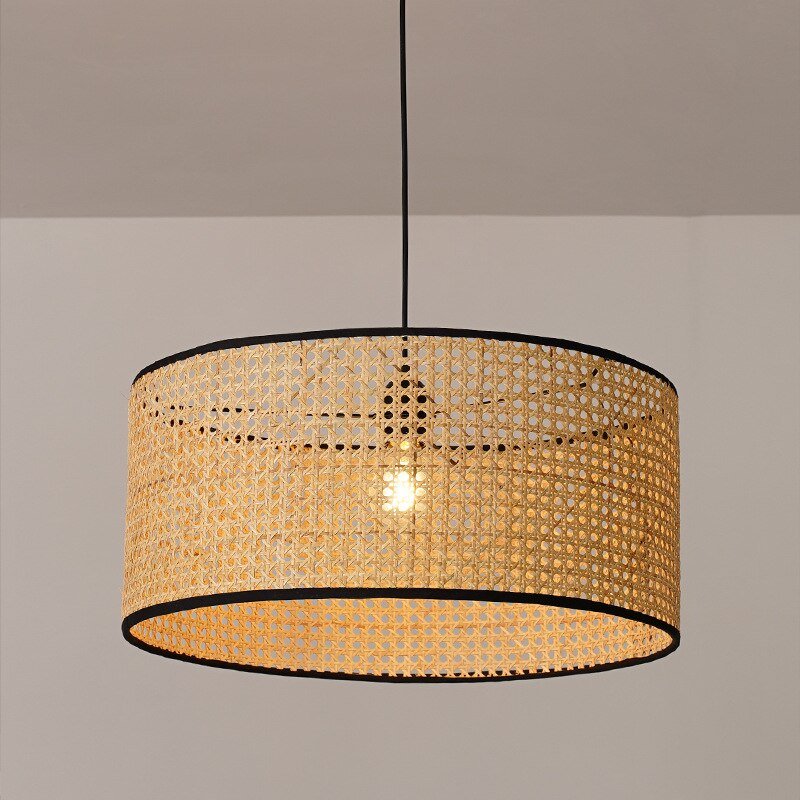 Japanese Style Modern Hanglamp Rattan Pendant Light Fixture Handmade Light Lamp for Living Room Dining Room Decoration Luminaire 2