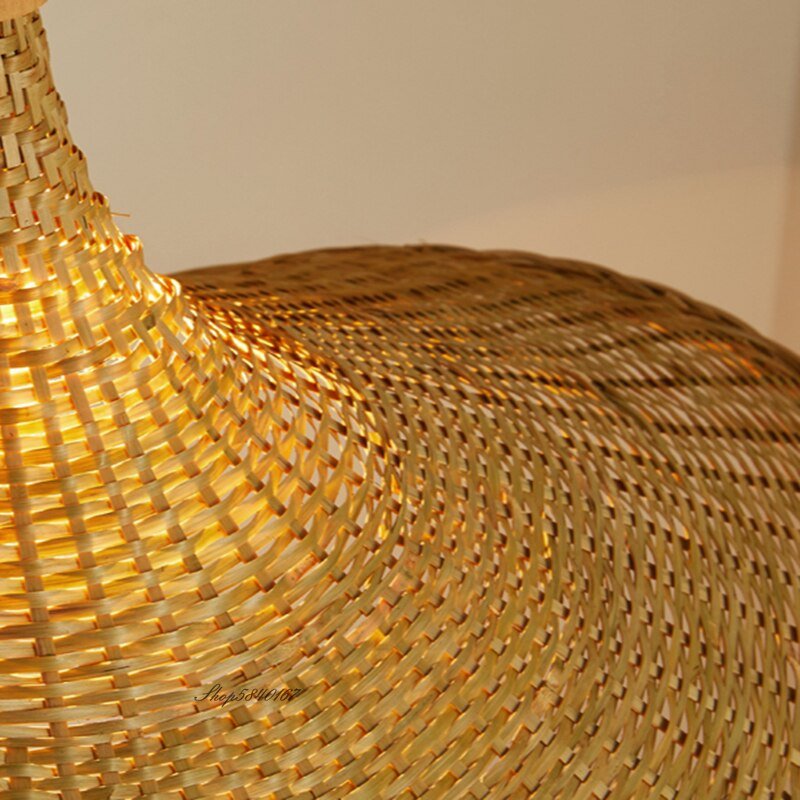 Bamboo Woven Straw Hat Pendant Lamp Creative Kitchen Island Pendant Lights Living Room Decoration Restaurant Suspension Lustre 3