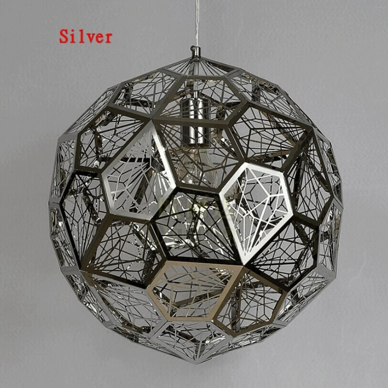 Post-Modern Polyhedral diamond pendant lights Hollow Stainless Steel Ball Pendant Lamp E27 Fixture Cafe Bar Loft Vintage Luminar 4