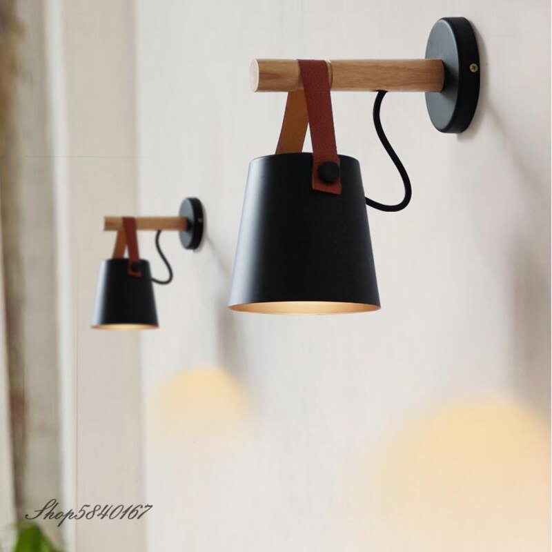 Nordic Wood Belt Sconce Wall+lamps Creative Kitchen Fixtures Wall Light Loft Bedroom Lamp Wall Living Room Decoration LED Lights 2