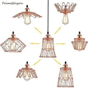 Feimefeiyou 2021 Retro iron cage transformable chandelier American restaurant bar clothing store coffee shop creative lamps 1