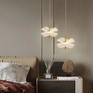 New acrylic light guide design lotus leaf pendant lights simple restaurant small chandelier LED art design bedroom bedside lamp 1