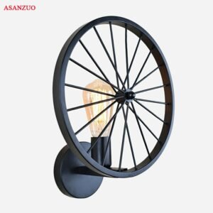 Unique Vintage Industrial Wall Light bicycle wheel Guard Loft Wall Sconce Retro Industry Wind Light Fixture Iron Wall Lamps 1