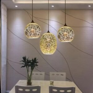 Modern Pendant Light 3D Fireworks Colorful Plated Glass Ball Decorated Bar Dining Kitchen Hanging Lamp 1