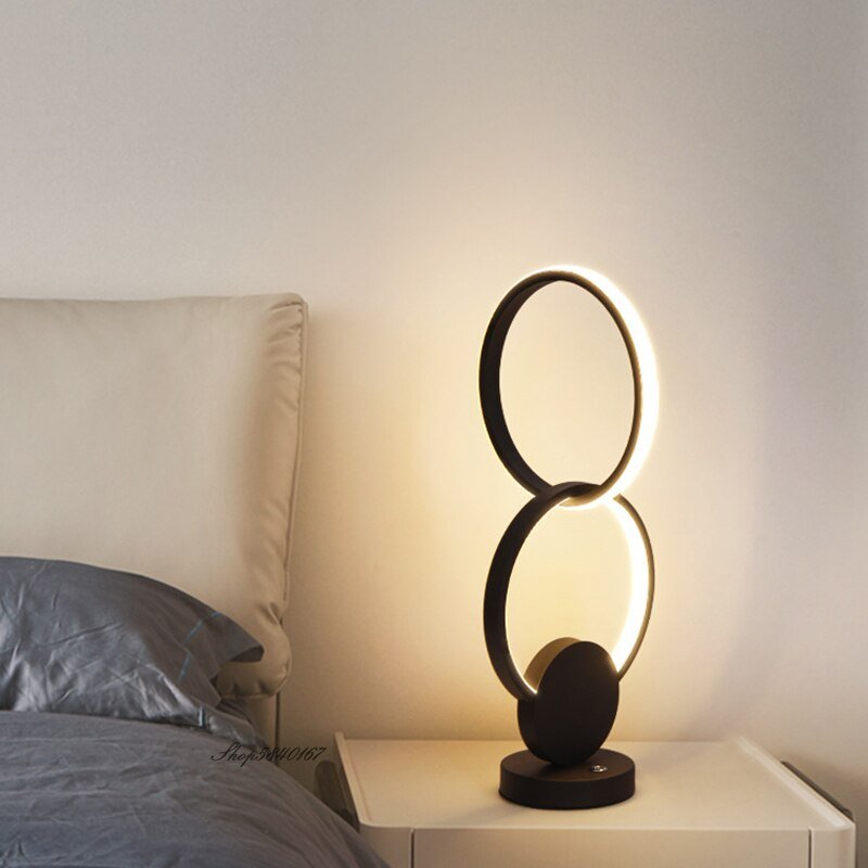 Modern Personality Floor Lamp Led Rings Black Free Stand Light Lamps Living Room Decoration Bed Room Standing Beside Table Lamp 4