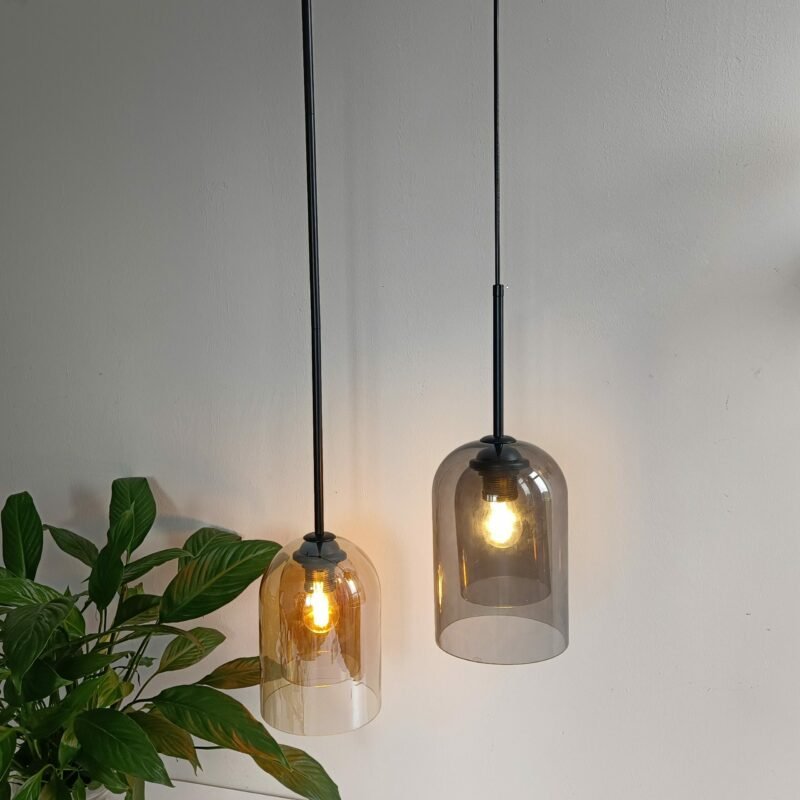 Black glass pendant lights single head simple Modern living room bar pendant lamp Nordic retro Restaurant hanging lamp 5