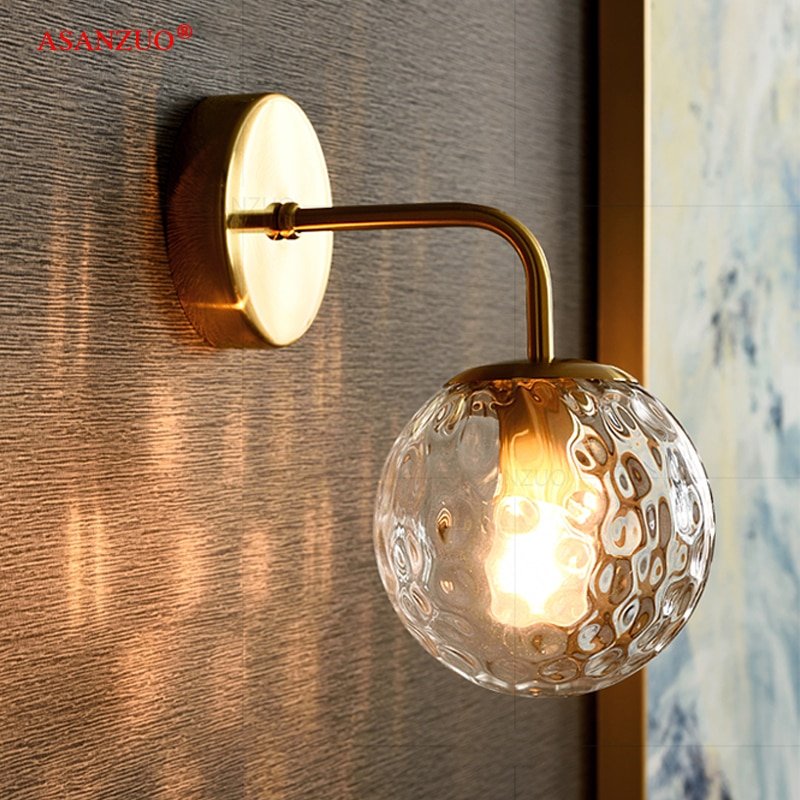 Modern industrial wall lamp adjustable wire E14 glass ball lamp for bedroom bedside study aisle hotel room cafe restaurant store 1
