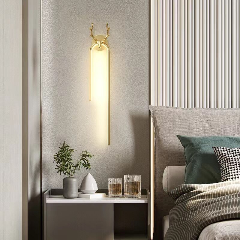 Led wall lamp indoor light luxury deer head wall lamps Gold art decor modern home living room corridor bedside lamp 3