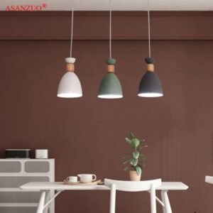 Nodic Pendant Lamp LED Hanging Lights Pendant Lighting wood Modern multiple colour for Restaurant Pendant Dining room Bedroom 1