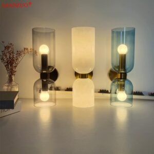 Nordic LED Wall Lamps Tricolor Glass Bedroom Bedside Lamp Living Room Background Corridor Foyer Creative Sconce Light Fixture 1