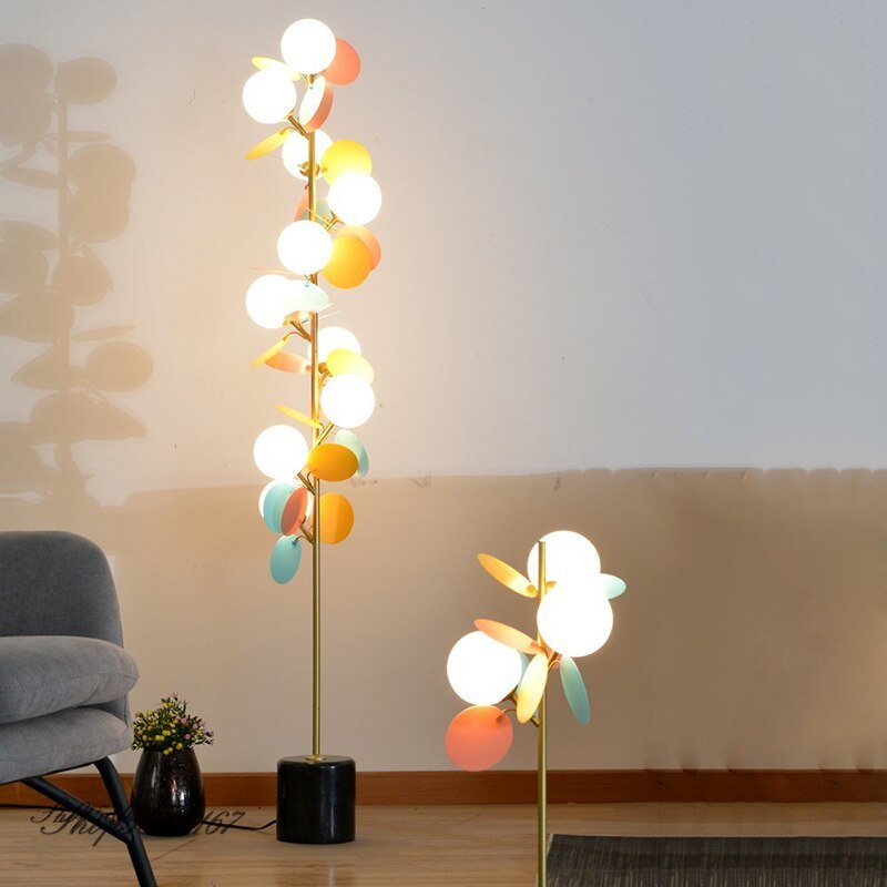 Modern Metal Flower Floor Light Colourful Standing Lamps for Living Room Marble Base LED Floor Lamp Bedroom Stand Light Art Deco 4