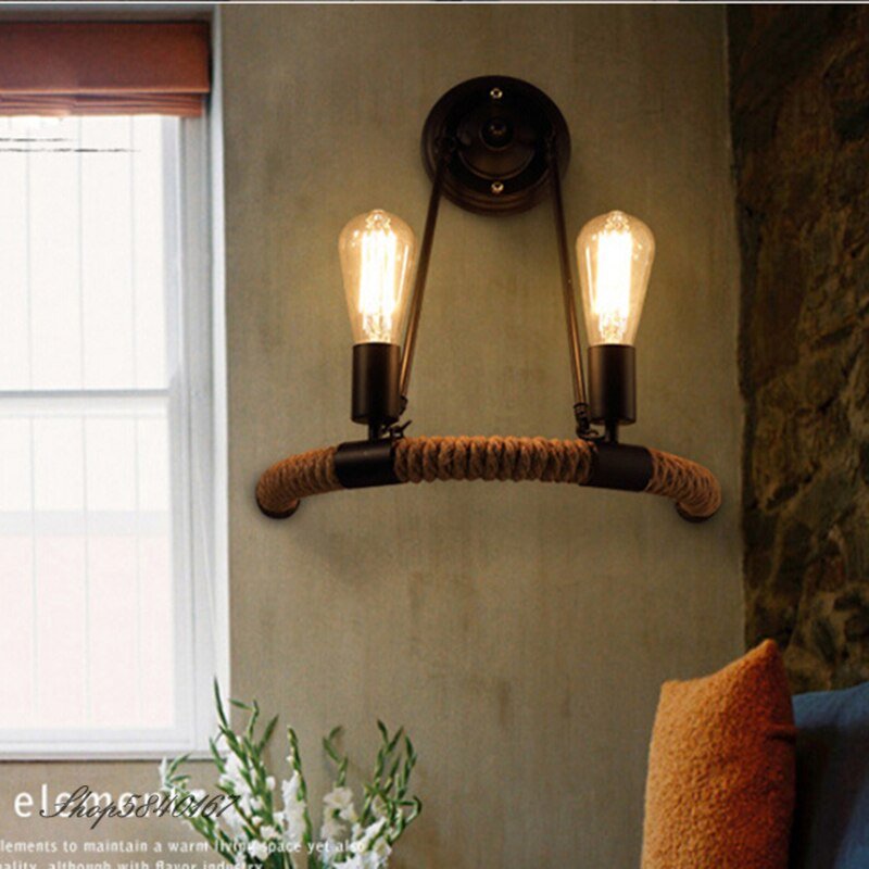Vintage Wall Sconce Hemp Rope Wall Lamp Loft Stair Lighting Bar Restaurant Decoration Retro Wall Lighs for Home Kitchen Fixtures 3