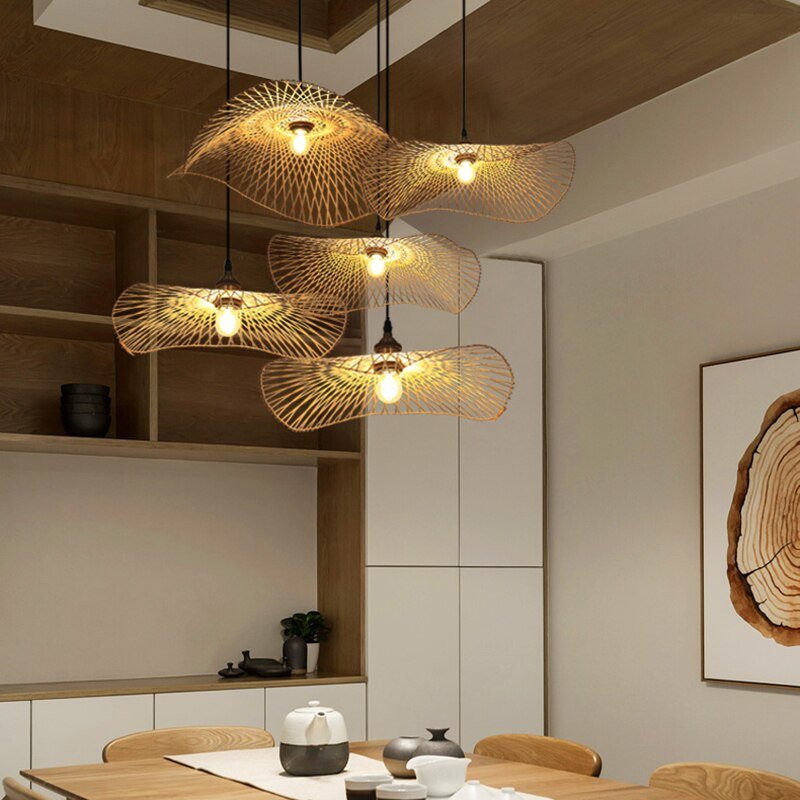 Creative Bamboo Pendant Lights Vintage Chinese Style Ceiling Hanging Lamps Dining Room Decor Restaurant Loft Suspension Hanglamp 5